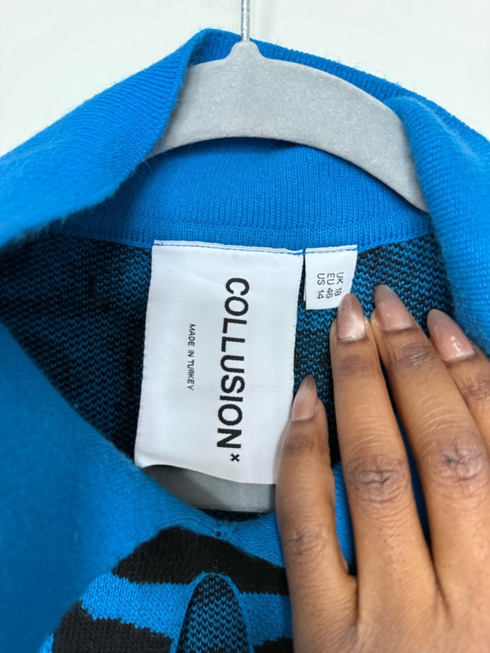 ASOS Bright Blue and Black Patterned Knit Top - Picture 2 of 4